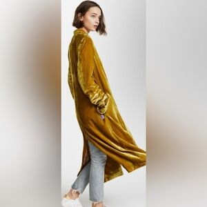 Free People Velvet Dahila Mustard Duster Size Small (oversized)